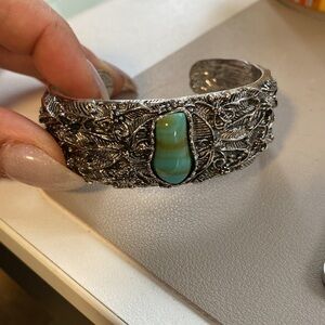 Silver and Turquoise tone Bracelet - OS